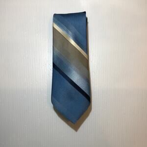 NWT Wembley Polysilk Luxury Blue Brown Striped Short Classic Men Necktie